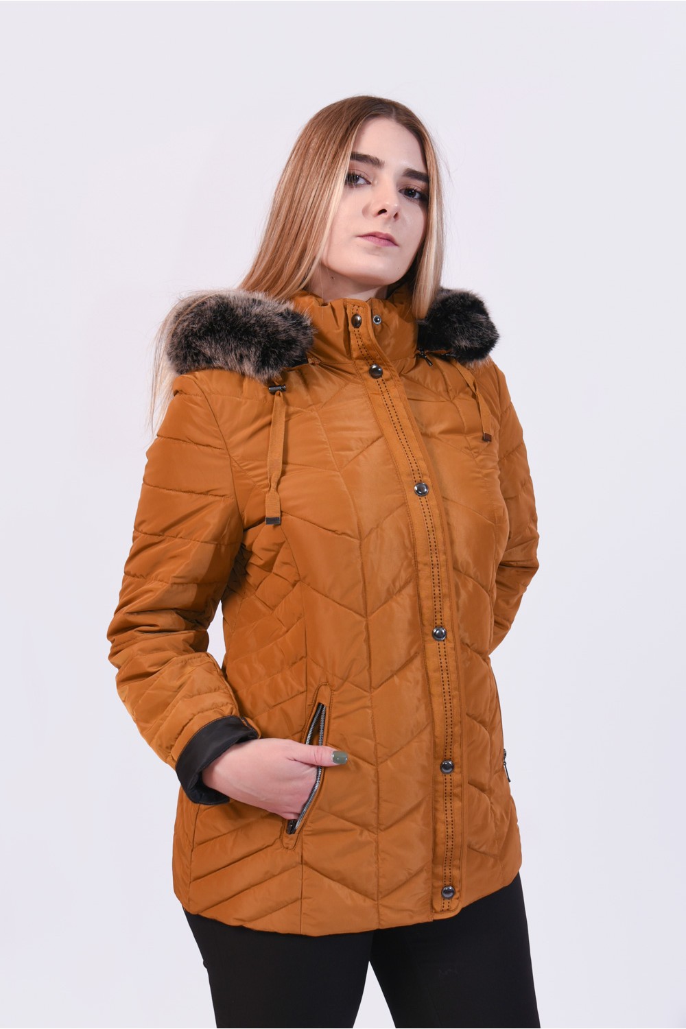 MicroCoat μπουφάν μουσταρδί Μεγάλα Μεγέθη