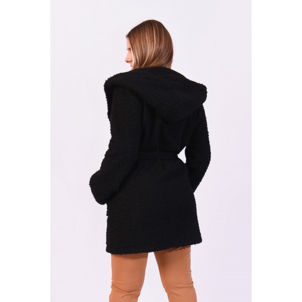 Ημίπαλτο μαύρο με κουκούλα Πανωφόρια