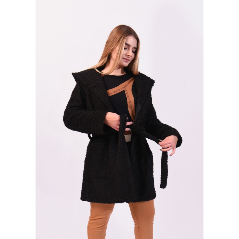 Ημίπαλτο μαύρο με κουκούλα