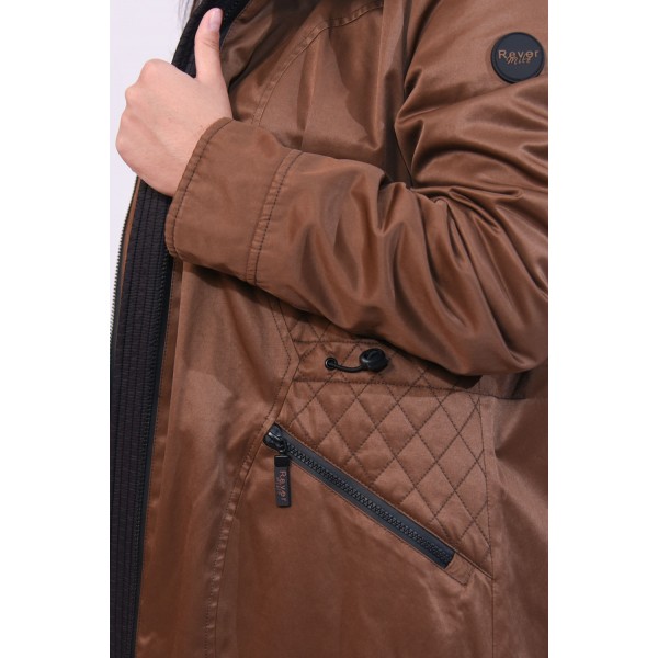 Παλτό-Μπουφάν καφέ Μεγάλα Μεγέθη