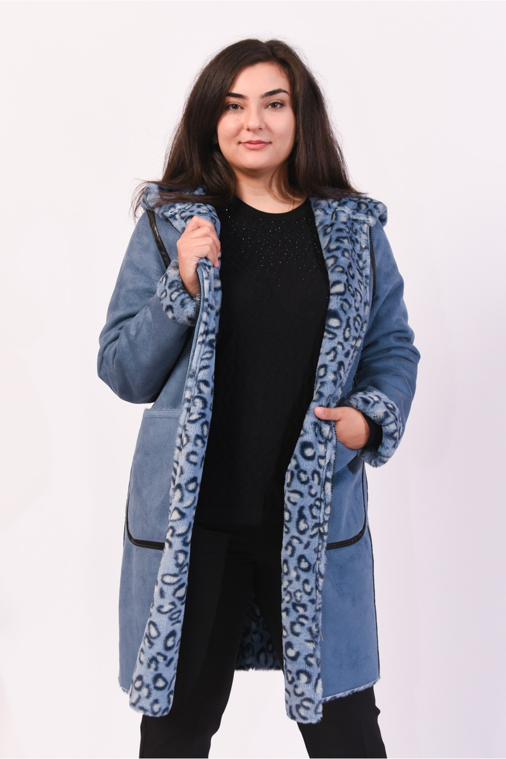 Ημίπαλτο (Double Face) μπλε Μεγάλα Μεγέθη