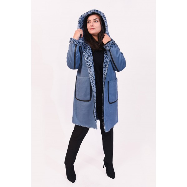 Ημίπαλτο (Double Face) μπλε Μεγάλα Μεγέθη