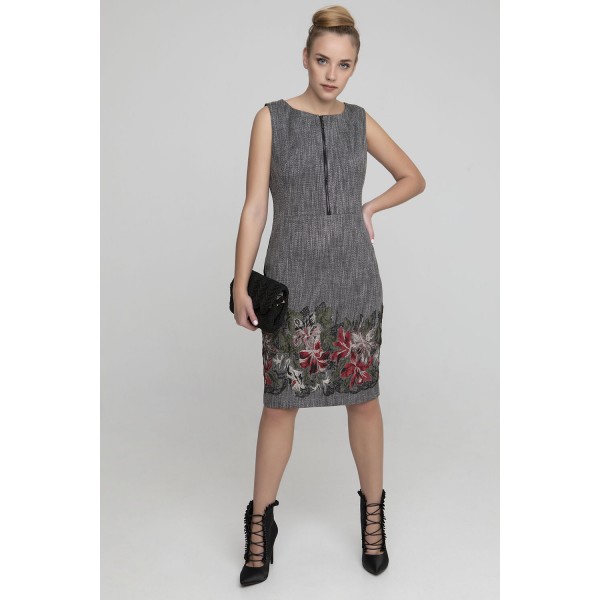 Φόρεμα με λουλούδια γκρι Φορέματα