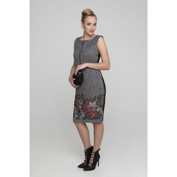 Φόρεμα με λουλούδια γκρι Φορέματα