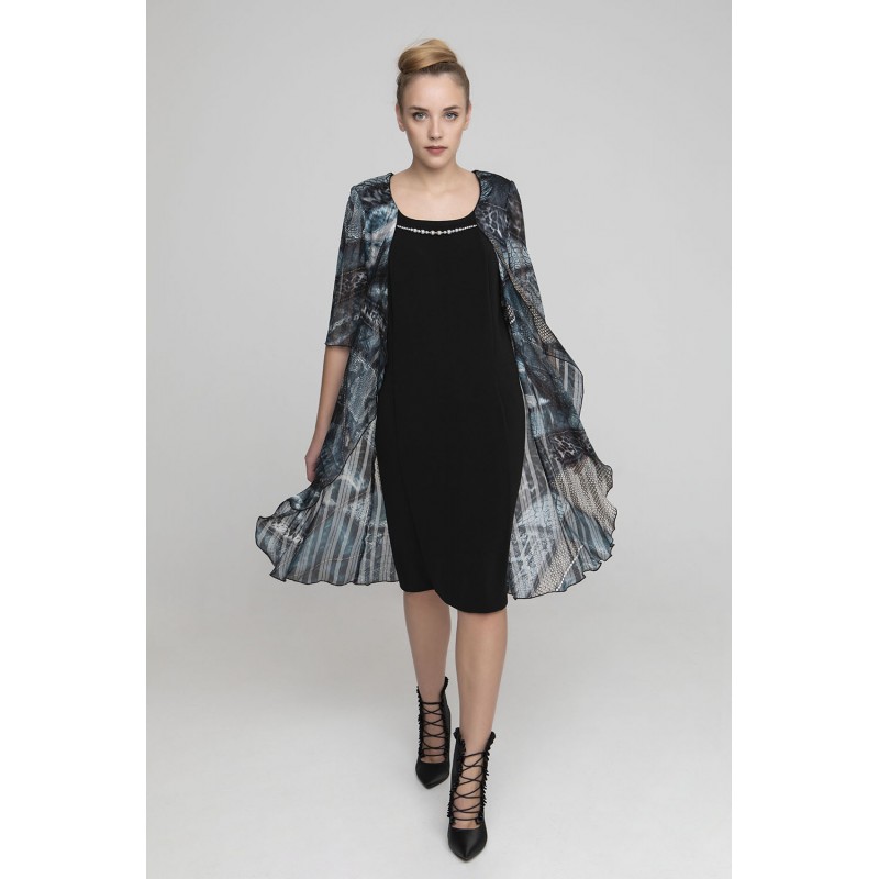 Φόρεμα μαύρο με πανό Μεγάλα Μεγέθη