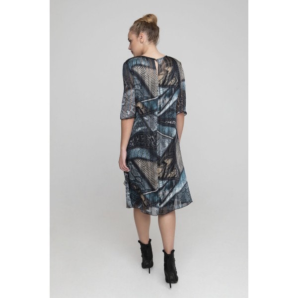 Φόρεμα μαύρο με πανό Μεγάλα Μεγέθη