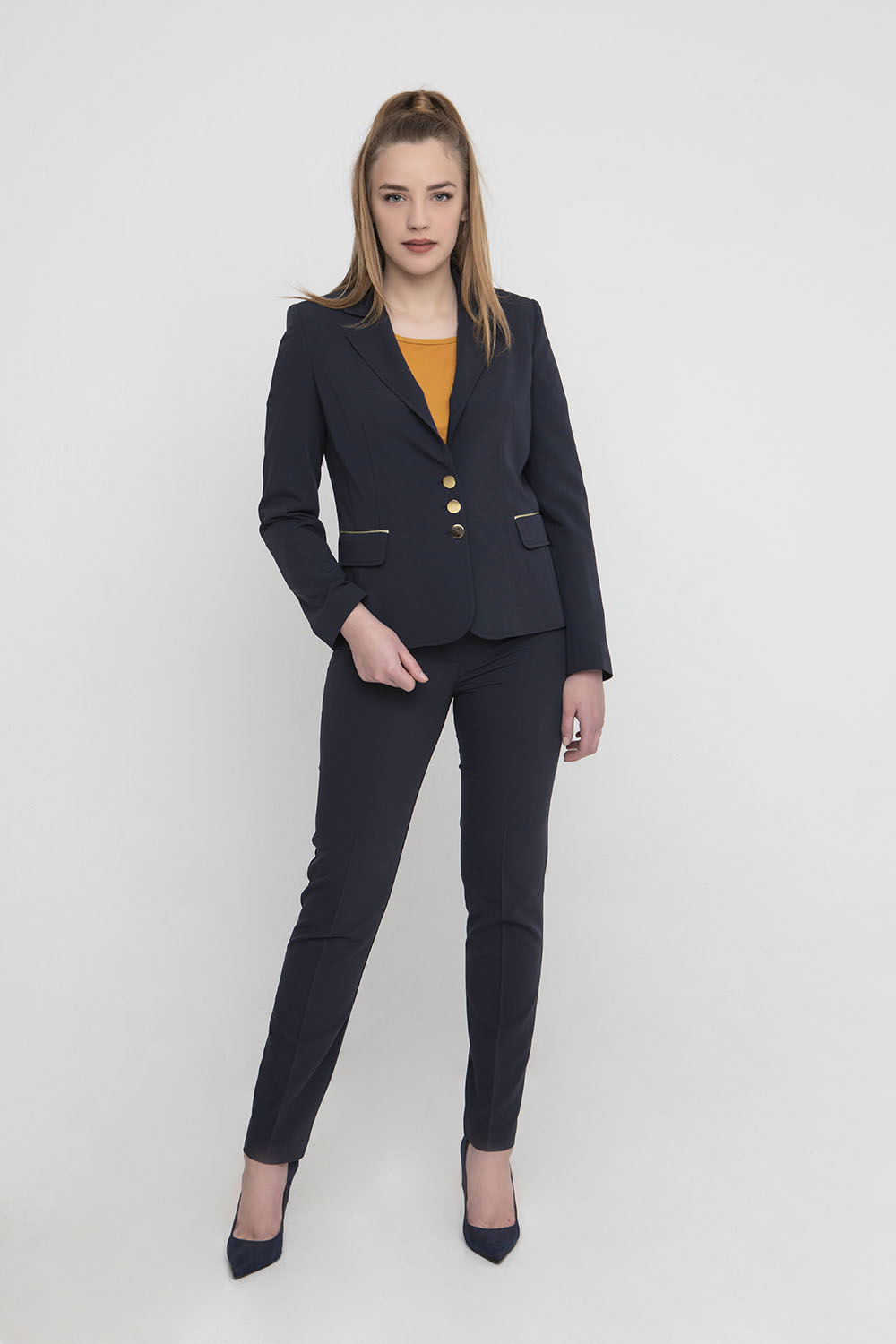 Σακάκι μεσάτο μπλε σκούρο Πανωφόρια