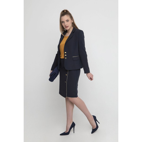 Σακάκι μεσάτο μπλε σκούρο Πανωφόρια