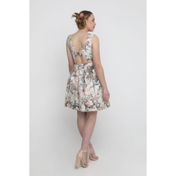 Φόρεμα εμπριμέ με λουλούδια και φιόγκο πίσω Φορέματα