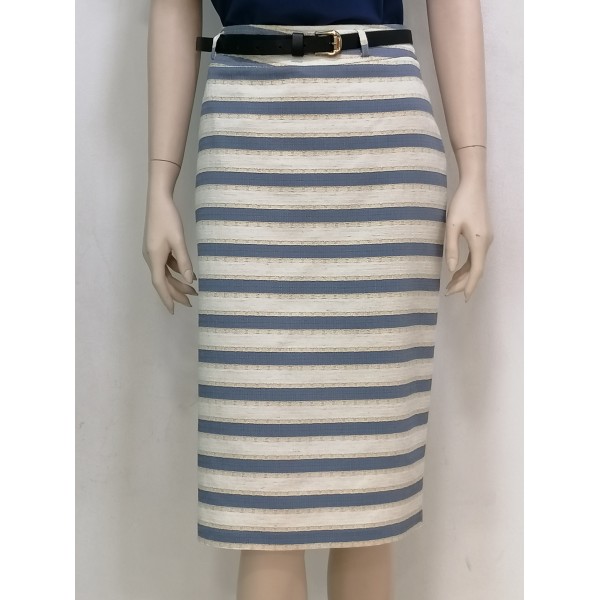 Φούστα ριγέ μπεζ με μπλε  Φούστες