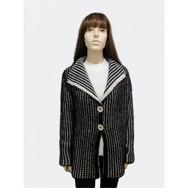 Ζακέτα μαύρη με εκρού  ρίγες  Πανωφόρια